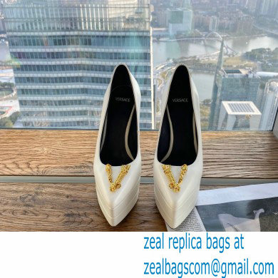 Versace Heel 15.5cm platform 1.5cm Virtus Pumps White 2022 - Click Image to Close