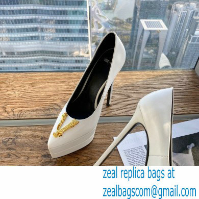 Versace Heel 15.5cm platform 1.5cm Virtus Pumps White 2022