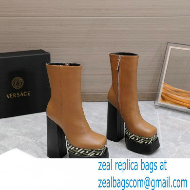 Versace Heel 15.5cm platform 6cm Aevitas Boots Brown/Print 2022 - Click Image to Close