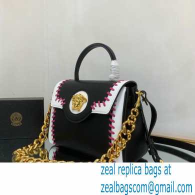 Versace La Medusa Medium Handbag 307 Stitching Black/White/Fuchsia - Click Image to Close