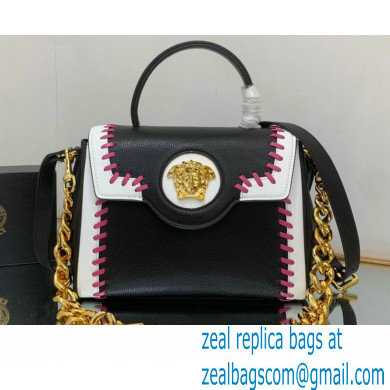 Versace La Medusa Medium Handbag 307 Stitching Black/White/Fuchsia