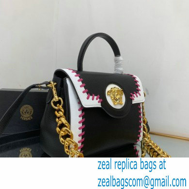 Versace La Medusa Medium Handbag 307 Stitching Black/White/Fuchsia