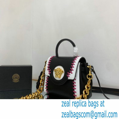 Versace La Medusa Small Handbag 306 Stitching Black/White/Fuchsia - Click Image to Close