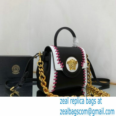 Versace La Medusa Small Handbag 306 Stitching Black/White/Fuchsia - Click Image to Close