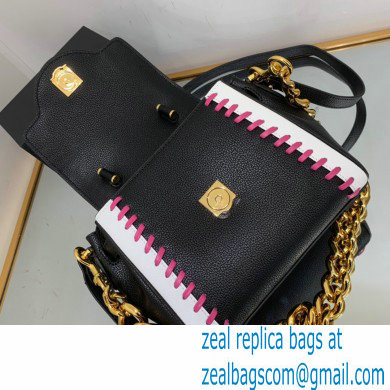 Versace La Medusa Small Handbag 306 Stitching Black/White/Fuchsia