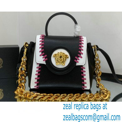 Versace La Medusa Small Handbag 306 Stitching Black/White/Fuchsia - Click Image to Close