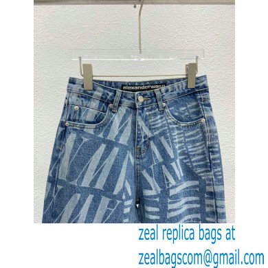 alexander wang logo Printed Denim pants blue 2022