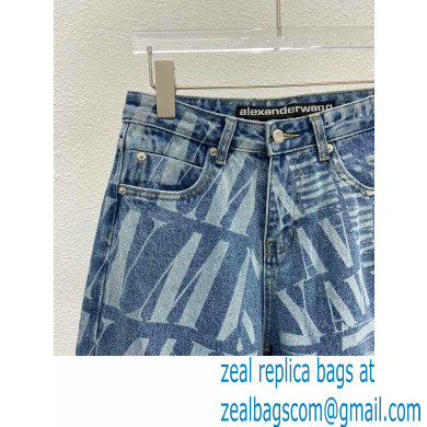 alexander wang logo Printed Denim pants blue 2022 - Click Image to Close