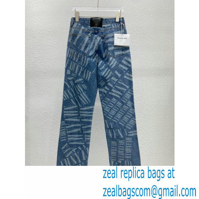 alexander wang logo Printed Denim pants blue 2022 - Click Image to Close