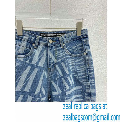 alexander wang logo Printed Denim pants blue 2022 - Click Image to Close