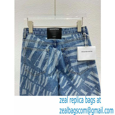 alexander wang logo Printed Denim pants blue 2022 - Click Image to Close