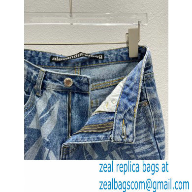 alexander wang logo Printed Denim pants blue 2022 - Click Image to Close