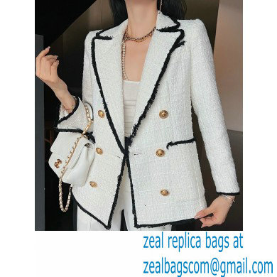 balmain white tweed jacket 2022 fall