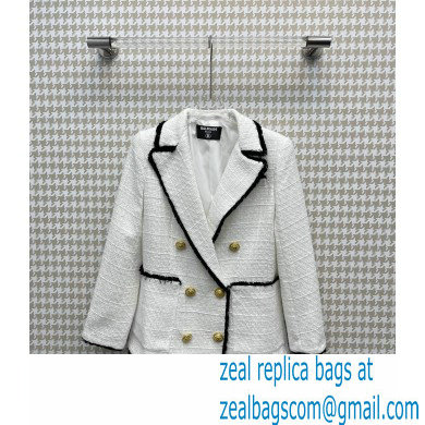 balmain white tweed jacket 2022 fall - Click Image to Close