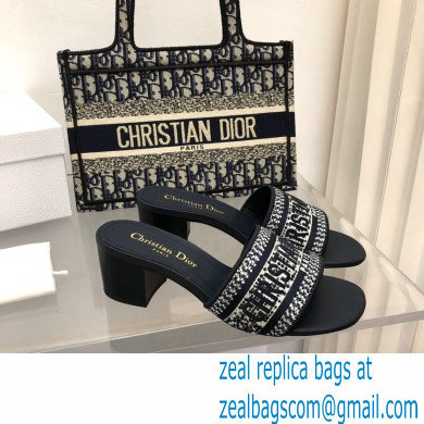 dior Black Cotton Embroidered with Metallic Thread and Silver-Tone Strass dway heeled slides 2022 - Click Image to Close