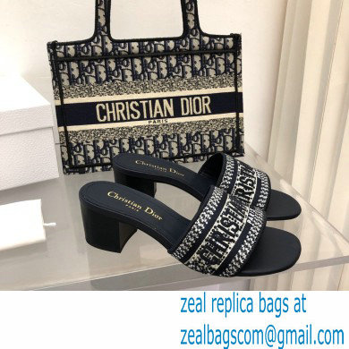 dior Black Cotton Embroidered with Metallic Thread and Silver-Tone Strass dway heeled slides 2022