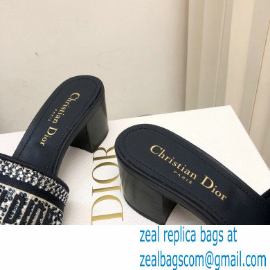 dior Black Cotton Embroidered with Metallic Thread and Silver-Tone Strass dway heeled slides 2022 - Click Image to Close