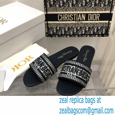 dior Black Cotton Embroidery with Metallic Thread and Silver-Tone Strass dway slides 2022 - Click Image to Close