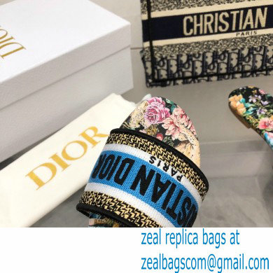 dior Black Multicolor Embroidered Cotton with D-Constellation Motif dway slides 2022