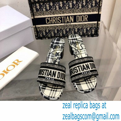 dior Black and White Check'n'Dior Embroidered Cotton dway heeled slides 2022