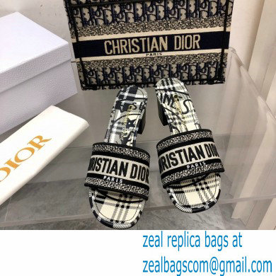 dior Black and White Check'n'Dior Embroidered Cotton dway heeled slides 2022 - Click Image to Close