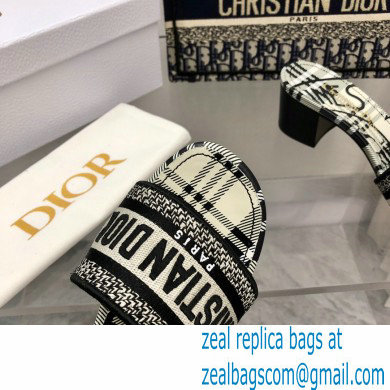 dior Black and White Check'n'Dior Embroidered Cotton dway heeled slides 2022 - Click Image to Close