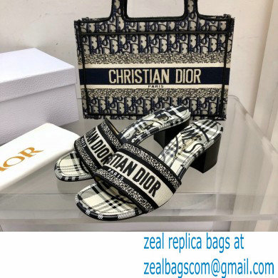 dior Black and White Check'n'Dior Embroidered Cotton dway heeled slides 2022