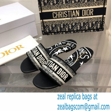 dior Black and White Check'n'Dior Embroidered Cotton dway slides 2022 - Click Image to Close