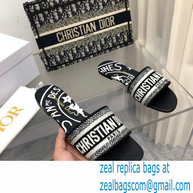 dior Black and White Check'n'Dior Embroidered Cotton dway slides 2022