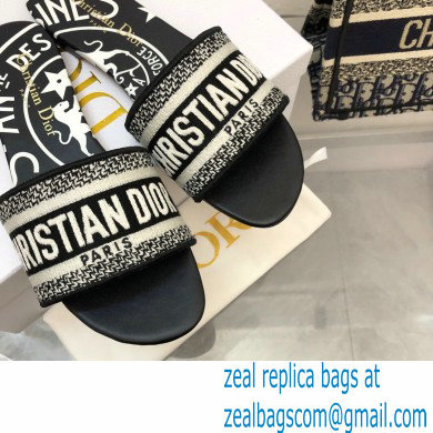 dior Black and White Check'n'Dior Embroidered Cotton dway slides 2022 - Click Image to Close