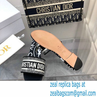 dior Black and White Check'n'Dior Embroidered Cotton dway slides 2022 - Click Image to Close