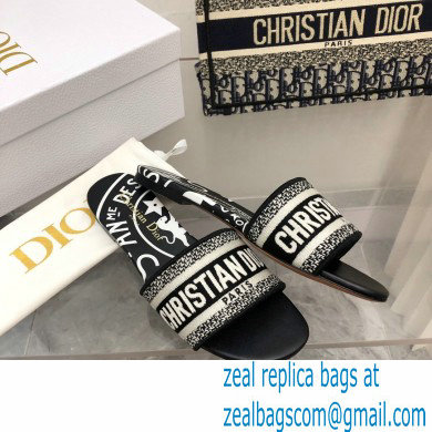 dior Black and White Check'n'Dior Embroidered Cotton dway slides 2022