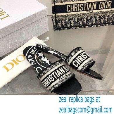 dior Black and White Check'n'Dior Embroidered Cotton dway slides 2022 - Click Image to Close