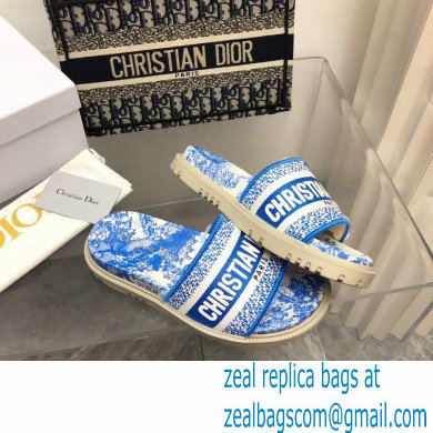 dior Bright blue Toile de Jouy Embroidered Cotton new Dway Slide 2022