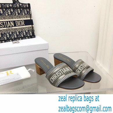 dior Cotton Metallic Thread Embroidery and Silver-Tone Strass dway heeled slides 2022