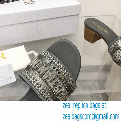 dior Cotton Metallic Thread Embroidery and Silver-Tone Strass dway heeled slides 2022