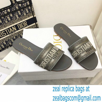 dior Cotton Metallic Thread Embroidery and Silver-Tone Strass dway slides 2022