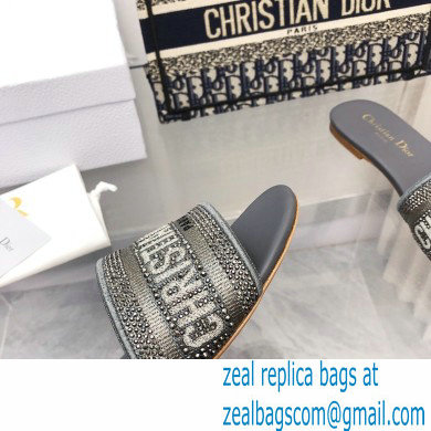 dior Cotton Metallic Thread Embroidery and Silver-Tone Strass dway slides 2022 - Click Image to Close