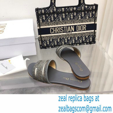 dior Cotton Metallic Thread Embroidery and Silver-Tone Strass dway slides 2022