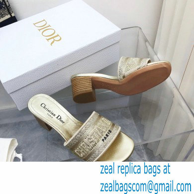 dior Gold-Tone Cotton Embroidered with Metallic Thread and Strass dway heeled slides 2022