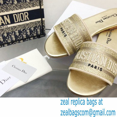 dior Gold-Tone Cotton Embroidered with Metallic Thread and Strass dway slides 2022