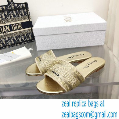 dior Gold-Tone Cotton Embroidered with Metallic Thread and Strass dway slides 2022