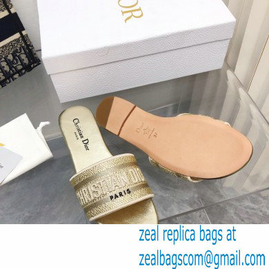 dior Gold-Tone Cotton Embroidered with Metallic Thread and Strass dway slides 2022