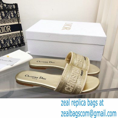 dior Gold-Tone Cotton Embroidered with Metallic Thread and Strass dway slides 2022