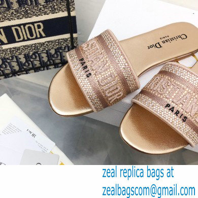 dior Rose Des Vents Cotton Embroidered with Metallic Thread and Strass dway slides 2022