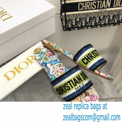 dior White Multicolor D-Constellation Embroidered Cotton dway slides 2022 - Click Image to Close