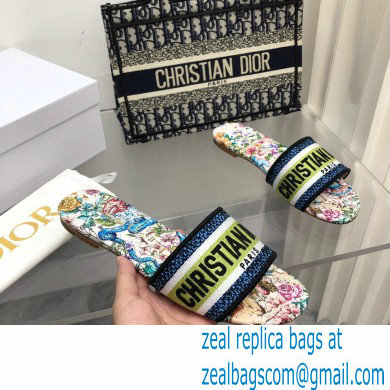 dior White Multicolor D-Constellation Embroidered Cotton dway slides 2022 - Click Image to Close