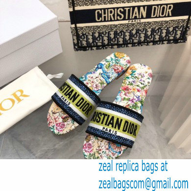 dior White Multicolor D-Constellation Embroidered Cotton dway slides 2022 - Click Image to Close