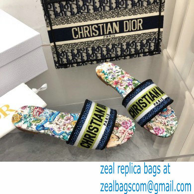 dior White Multicolor D-Constellation Embroidered Cotton dway slides 2022 - Click Image to Close