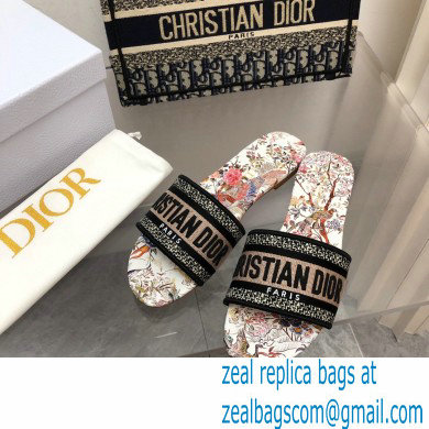 dior White Multicolor Embroidered Cotton with Dior Jardin d'Hiver Motif dway slides 2022